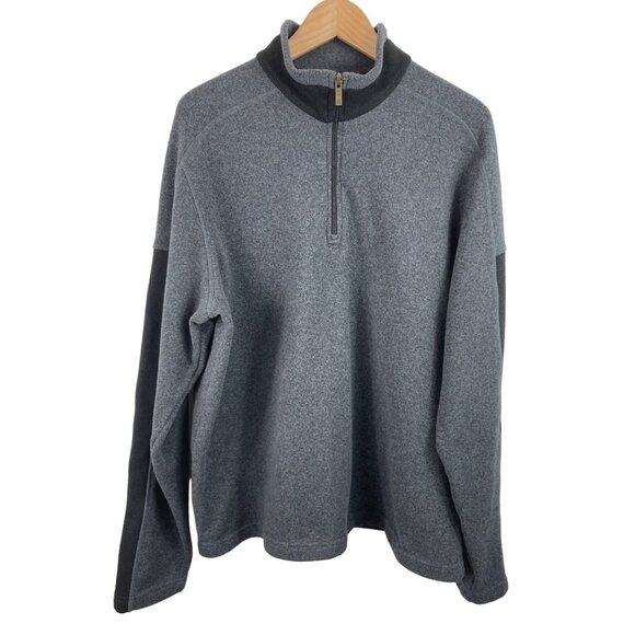 Land's End Mens Size XL (46-48) Gray/Black 1/4 Zip Long Sleeve Sweater - Picture 1 of 8